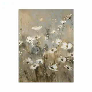 PosterMonkey Poster 60x80 Cm - Bloemen - Wit - Natuur - Grijs - Modern - Posters - Kamer Decoratie - Wanddecoratie Woonkamer - Muurdecoratie Slaapkamer