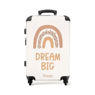 NoBoringSuitcases.com® - Kinderkoffer Meisje - Kindertrolley Meisjes - Regenboog Met De Quote 'Dream Big' - Koffer Kind Groot - Rolkoffer