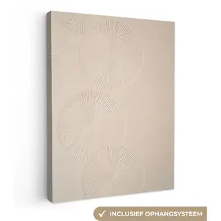 OneMillionCanvasses Canvas Schilderij 120x160 Cm - Exclusieve Wanddecoratie Japandi - Beige - Modern - Muurdecoratie Woonkamer - Slaapkamer Decoratie - Kamer Accessoires