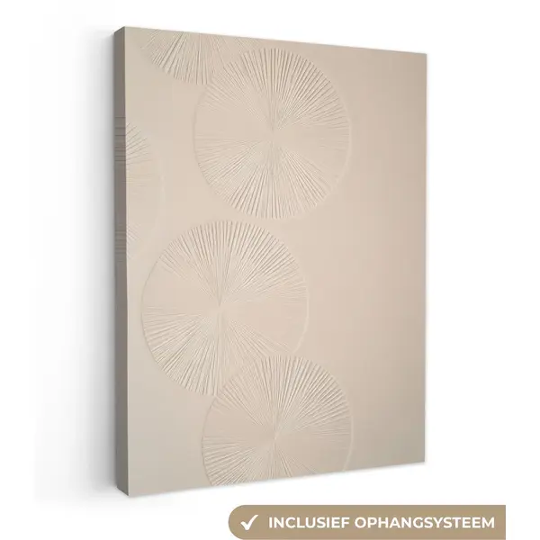 OneMillionCanvasses Canvas Schilderij 120x160 Cm - Exclusieve Wanddecoratie Japandi - Beige - Modern - Muurdecoratie Woonkamer - Slaapkamer Decoratie - Kamer Accessoires thumbnail
