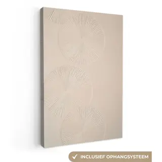 OneMillionCanvasses Canvas Schilderij 80x120 Cm - Exclusieve Wanddecoratie Japandi - Beige - Modern - Muurdecoratie Woonkamer - Slaapkamer Decoratie - Kamer Accessoires -