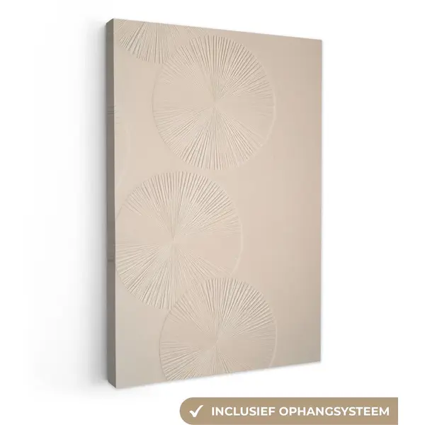 OneMillionCanvasses Canvas Schilderij 80x120 Cm - Exclusieve Wanddecoratie Japandi - Beige - Modern - Muurdecoratie Woonkamer - Slaapkamer Decoratie - Kamer Accessoires - thumbnail