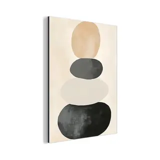 MuchoWow Aluminium Schilderij 30x40 Cm - Wanddecoratie Metaal - Japandi - Wabi Sabi - Beige - Metalen Muurdecoratie Woonkamer - Decoratie Industrieel - Foto Op