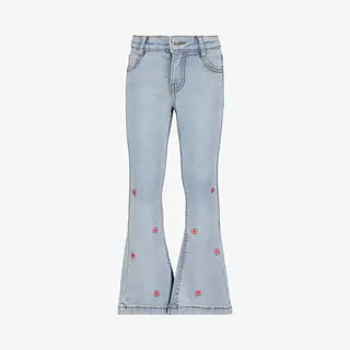 TwoDay Meisjes Flared Jeans Met Geborduurde Bloemen - Blauw - Maat 110