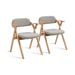 Merax Opvouwbare Stoelen Met Armleuning Set Van 2 – Houten Klapstoelen Met Gestoffeerde Zitting – Stapelbaar En Ruimtebesparend – Voor Eetkamer