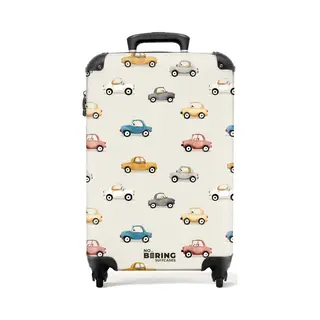 NoBoringSuitcases.com® - Kinderkoffer Jongen - Kindertrolley Jongens - Kleurrijke Retro Autootjes - Handbagage Koffer Lichtgewicht - Reiskoffer