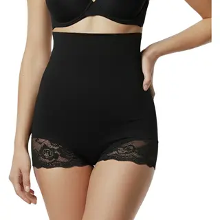 Shapetape Corrigerende High Waist Slip Met Kant Voor Dames - Corrigerende Onderbroek - Zwart - Maat L/Xl - Ultrazacht - Corrigerend Ondergoed - Naadloos