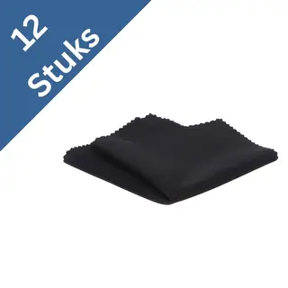 Vatesi Brillendoekjes - 12 Stuks - Microvezeldoekjes - Brilpoetsdoekjes - Zwart