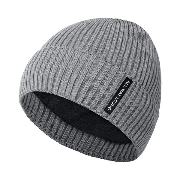 All Way Long Beanie Voor Dames En Heren - Muts - Wintermuts Met Warme & Zachte Binnenvoering - One Size - Grijs thumbnail