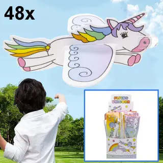Decopatent 48 Stuks Foam Unicorn Vliegtuigen - Fighter Gliders - Uitdeelcadeaus - Traktatie Uitdeelcadeautjes Voor Kinderen - Grabbelton - School -