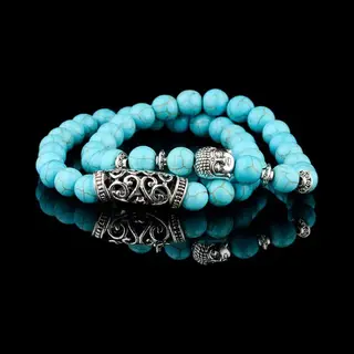 Donley - Blue Isla Stone Natuursteen Armband – Spirituele Heling En Innerlijke Kracht Armband - Buddha Armband - Edelstenen - Reiki - Sieraden -
