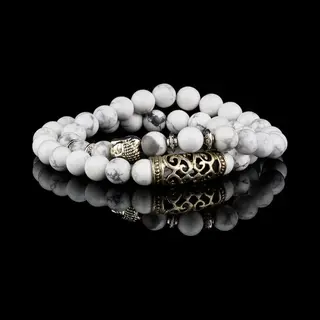 Donley - White Isla Stone Natuursteen Armband - Mystiek Aardingsjuweel Voor Balans - Spirituele Heling En Innerlijke Kracht Armband - Buddha Armband -