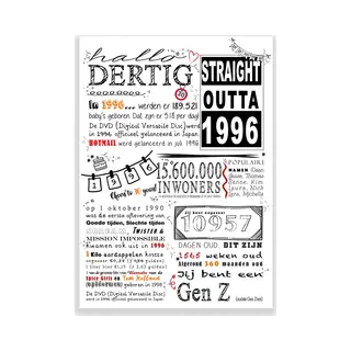 Art Foto Service Groep 30 Jaar Poster Op Mdf Verjaardagsbord 30 A3 Formaat - Vriend 30 Jaar - Vriendin 30 Jaar - Verjaardagscadeau - 30 Jaar Cadeau - 30 Jaar Bord - Cadeau