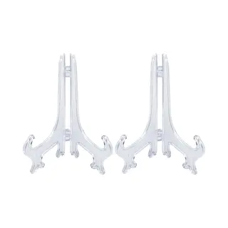 Purepeak Bordenstandaard Voor Sierborden Set - 2 Stuks - Bordenhouder Geschikt Voor Borden Tot 25 Cm Hoog - Bordenrek - Transparant