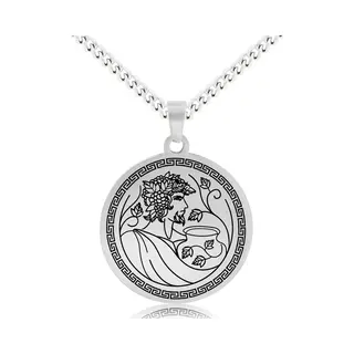 Griekse God Dionysos Ketting - Zilverkleurige Mythologie Talisman - Roestvrij Staal - Pax Amare