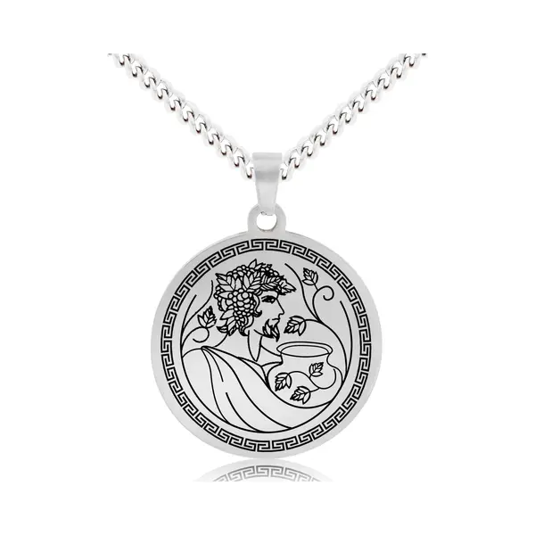 Griekse God Dionysos Ketting - Zilverkleurige Mythologie Talisman - Roestvrij Staal - Pax Amare thumbnail