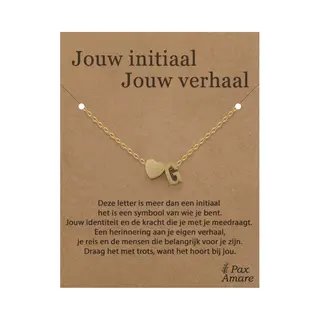 Letter G Ketting Op Cadeau Kaartje - Jouw Initiaal, Jouw Verhaal - 45cm Goudkleurig Stainless Steel - Initiaal & Hartje Hanger - Pax Amare