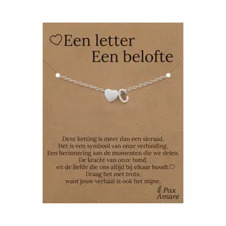 Pax Amare Letter C Armband Op Cadeau Kaartje - Een Letter, Een Belofte - 15, 5cm + 5, 5cm Verstelbaar Zilverkleurig Stainless Steel - Initiaal & Hartje Hanger -