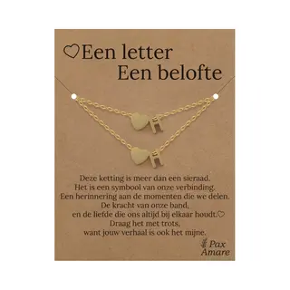 Letter H Ketting + Armband Set Op Cadeau Kaartje - Een Letter, Een Belofte - Goudkleurig Stainless Steel - Initiaal & Hartje Hanger - Pax Amare