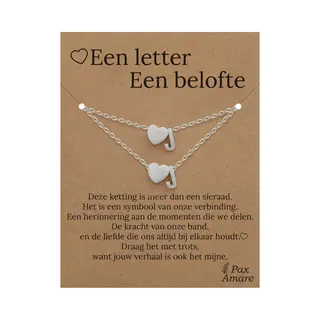 Letter J Ketting + Armband Set Op Cadeau Kaartje - Een Letter, Een Belofte - Zilverkleurig Stainless Steel - Initiaal & Hartje Hanger - Pax Amare