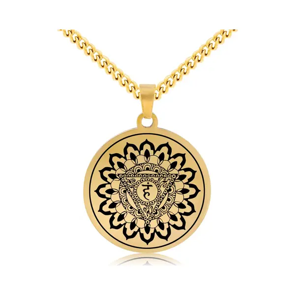 Keel Chakra (Vishuddha) Ketting - Goudkleurig Talisman - Roestvrij Staal - Spiritueel Cadeau - Pax Amare thumbnail