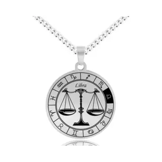 Sterrenbeeld Weegschaal (Libra) Ketting Zilverkleurig - Roestvrij Staal Zodiac Talisman - Stainless Steel - 60cm - Pax Amare