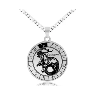 Sterrenbeeld Steenbok (Capricorn) Ketting Zilverkleurig - Roestvrij Staal Zodiac Talisman - Stainless Steel - 60cm - Pax Amare