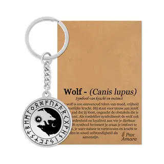 Wolf Yin Yang Sleutelhanger Zilverkleurig - Spirituele Talisman - Roestvrij Staal / Stainless Steel - Natuur & Balans - Pax Amare