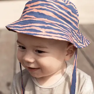 Swim Essentials - Uv Zonnehoed Baby - Blauw/Oranje Zebra - 1-2 Jaar - 12 - 24 Maanden