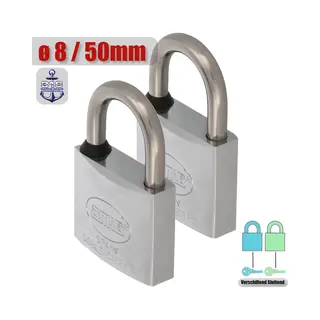 Amig Hangslot Met Sleutel Rvs Ø8/50mm - Standaard Beugel Buiten 2 Stuks