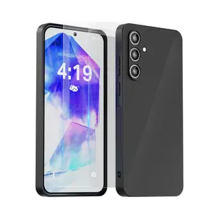 My Case Hoesje Geschikt Voor Samsung A55 Zwart - 2x Screenprotector - Beschermglas Screen Protector- Anti Shock Case