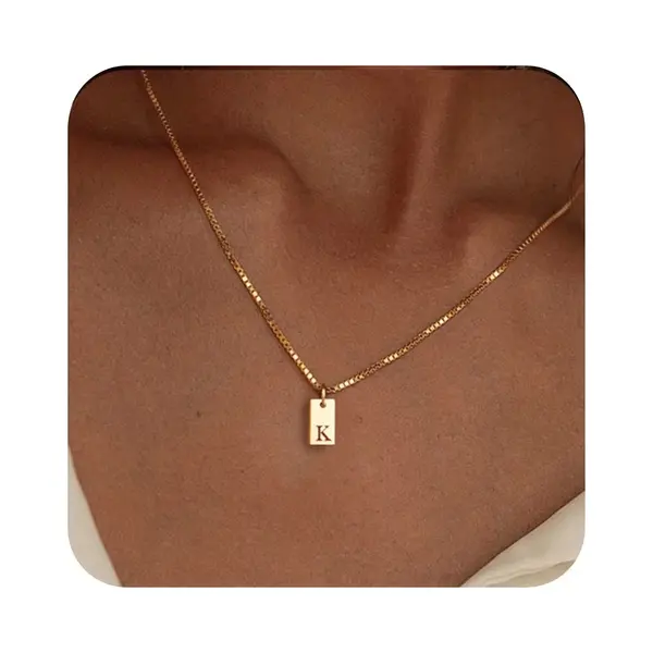 The Jewellery Salon Ketting Met Initiaal - Stainless Steel - Letter K - Minimalistisch Sieraad - Waterproof - Fijne Damesketting - thumbnail