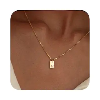 The Jewellery Salon Ketting Met Initiaal - Stainless Steel - Letter M - Minimalistisch Sieraad - Waterproof - Fijne Damesketting -