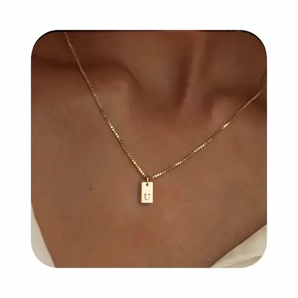 The Jewellery Salon Ketting Met Initiaal - Stainless Steel - Letter U - Minimalistisch Sieraad - Waterproof - Fijne Damesketting - thumbnail