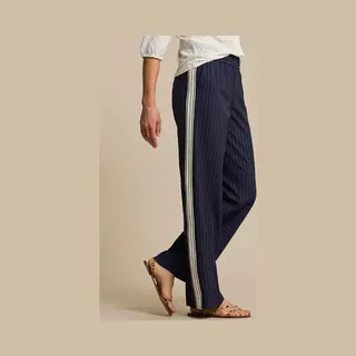 Red Button Broek Claudette Palazzo Sidetape Pinstripe Srb4843 Dark Blue Dames Maat - W44
