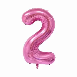 Scoby - Cijerballon - Folieballon - Xl 100cm - Fuchsia - Cijfer 2