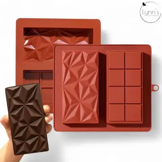 Lynn's Siliconen Bakvorm - Diepe Chocoladevorm Met 2 Holtes - Mal Voor Chocolade, Zeep, Epoxy Etc. - Geometrisch - Geschikt Voor Gevulde