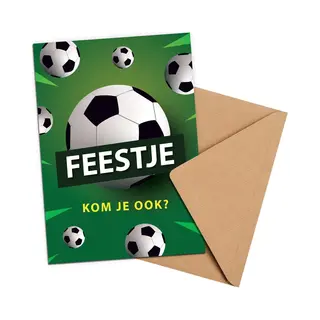 Kleurmedia Uitnodiging Kinderfeestje + Enveloppen 10 Stuks - Thema Voetbal - Beschrijfbaar - Uitnodigingskaarten - Uitnodiging Verjaardag - Uitnodiging