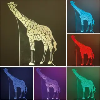 Klarigo® Nachtlamp - 3D Led Lamp Illusie – 16 Kleuren – Bureaulamp – Giraffe - Dierentuin - Dieren - Jungle - Sfeerlamp – Nachtlampje