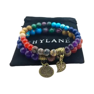 Rhylane Dubbele Chakra Reiki Armband Set Voor Vrouwen - 2 Stuks – Healing Crystals – Yoga – Natuursteen