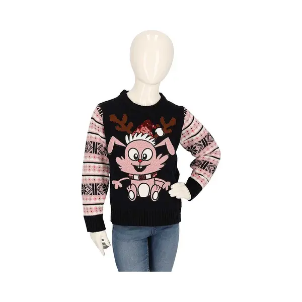 Apollo Kersttrui Kinderen - Gebreid - Roze/blauw - Maat 116/122 - Kersttrui Kind - Kersttrui Jongens - Kersttrui Meisjes - Kerst Trui Kinderen thumbnail