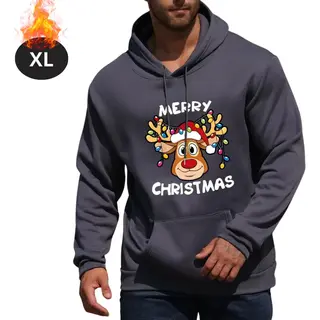 Bovista Kersttrui - Heren - Foute Kersttrui - Christmas Sweater - Cartoonprint - Kerst Sweater - Christmas Jumper - Hoodie - Donkergrijs - Xl
