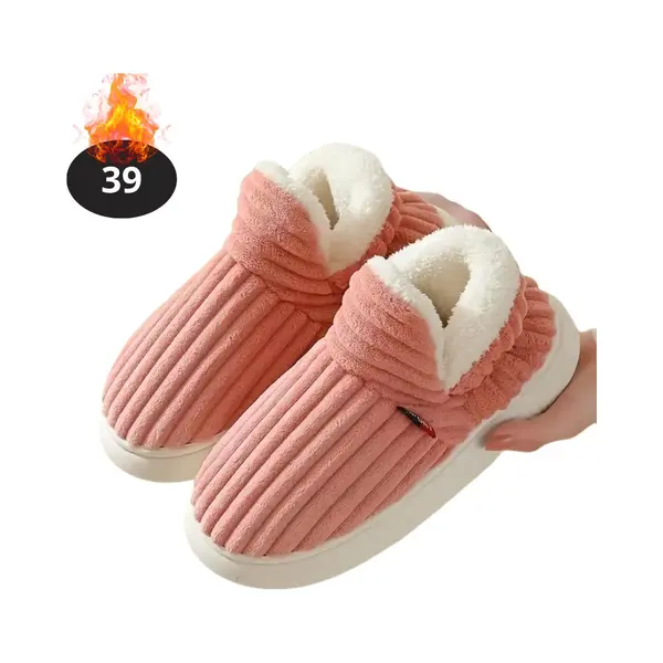 Nivard Warme Pantoffels - Sloffen - Slippers - Dames - Heren - Pluche - Maat 39 - Roze thumbnail