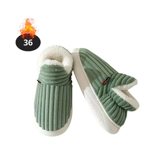 Nivard Warme Pantoffels - Sloffen - Slippers - Dames - Heren - Pluche - Maat 36 - Groen thumbnail