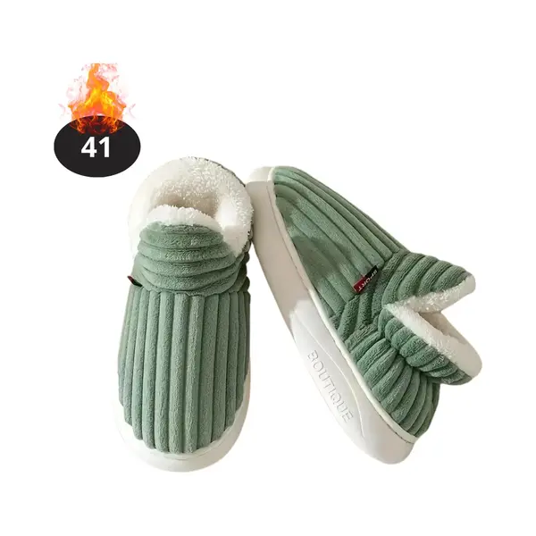 Nivard Warme Pantoffels - Sloffen - Slippers - Dames - Heren - Pluche - Maat 41 - Groen thumbnail