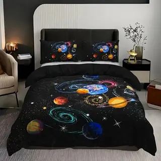 Vavida Dekbedovertrek - Eenpersoons - 140 X 200 - Planeten - Sterrenstelsel