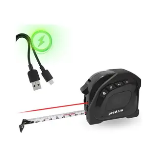 Prestara Digitale Laser Afstandsmeter 40m + 5m Rolmaat – Oplaadbaar & Nauwkeurig