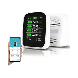 Frasco CO2 Meter - Luchtkwaliteitsmeter - 8 In 1 - Met Hygrometer En Thermometer - Inclusief Alarmsysteem - Draagbaar & Oplaadbaar - Zelfkalibrerende