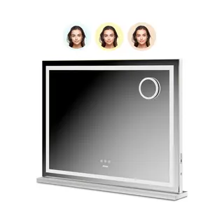 Mirlux Hollywood Mirror 80x60CM - 2 Bluetooth-Lautsprecher - Usb & Usb-C Ladeanschlüsse - Led-Beleuchtung - Schminkspiegel - 10x Zoom - Aufhängbar -