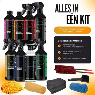 Car Care Hpp Auto Was Set – Compleet Autoverzorgingspakket Met Shampoo, Snow Foam, Velgenreiniger, Keramische Coating, Velgenborstel En Microvezel